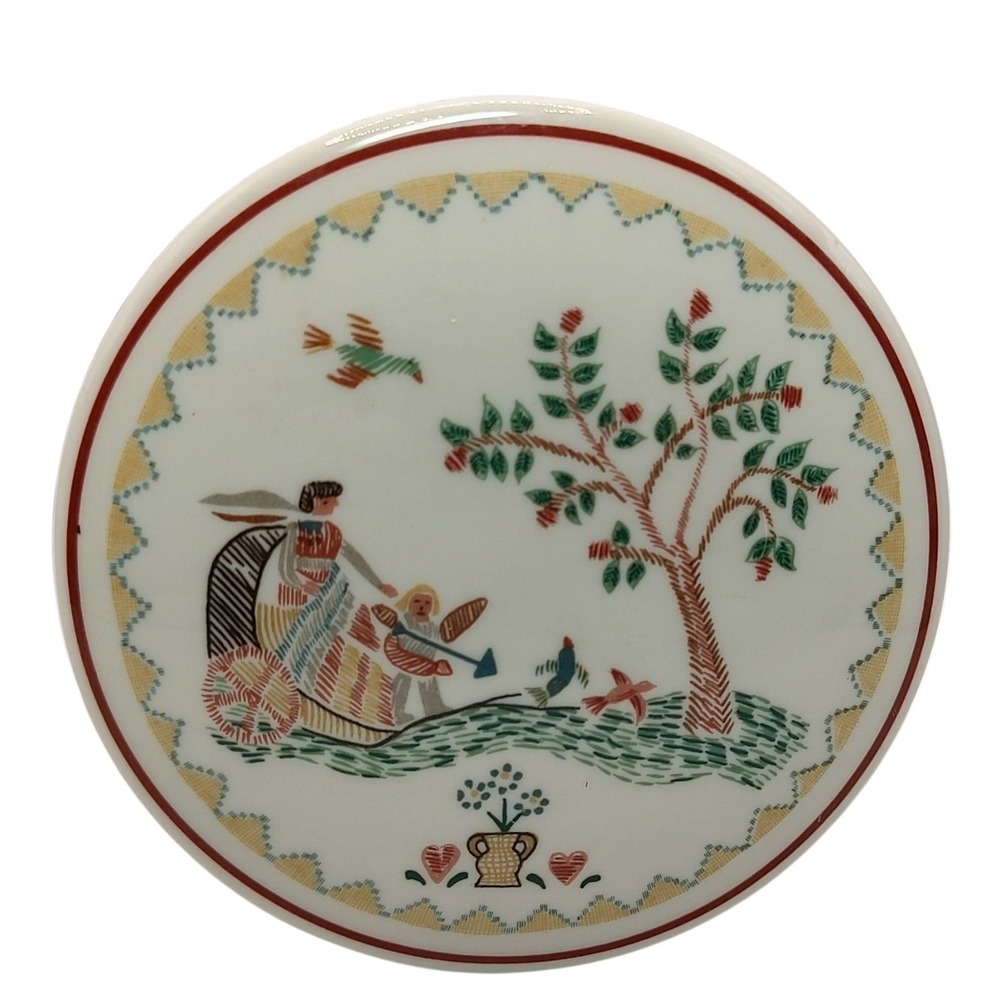 Villeroy and Boch American Sampler Trinket Box with Lid Vintage 1980s Luxembourg